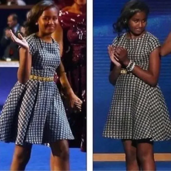 Anthropologie Maeve Jacquard Circle Skirt Black Cream Dress Size 4 - Picture 4 of 16